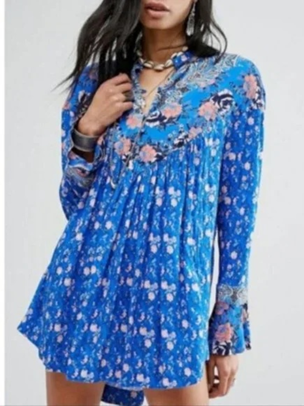 Free People Wildflower Fields Floral Button Tunic